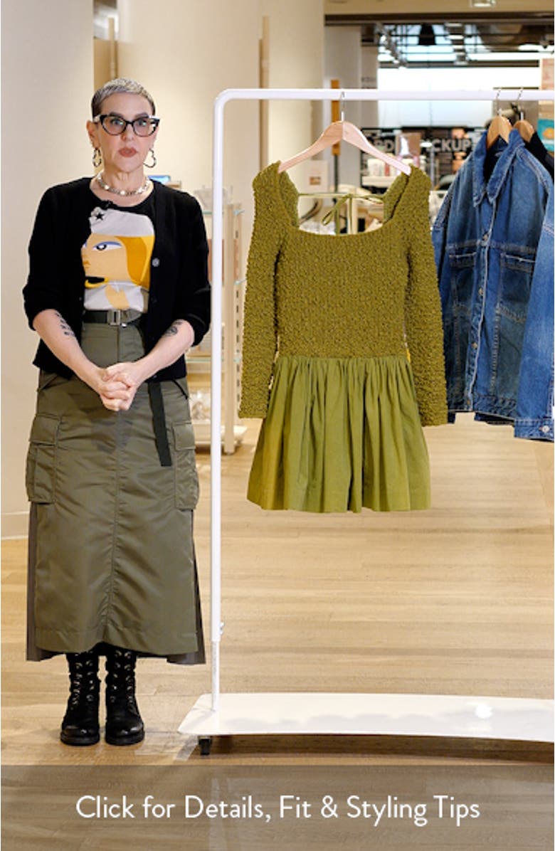 Malinda Smocked Long Sleeve Organic Cotton Minidress, sales video thumbnail