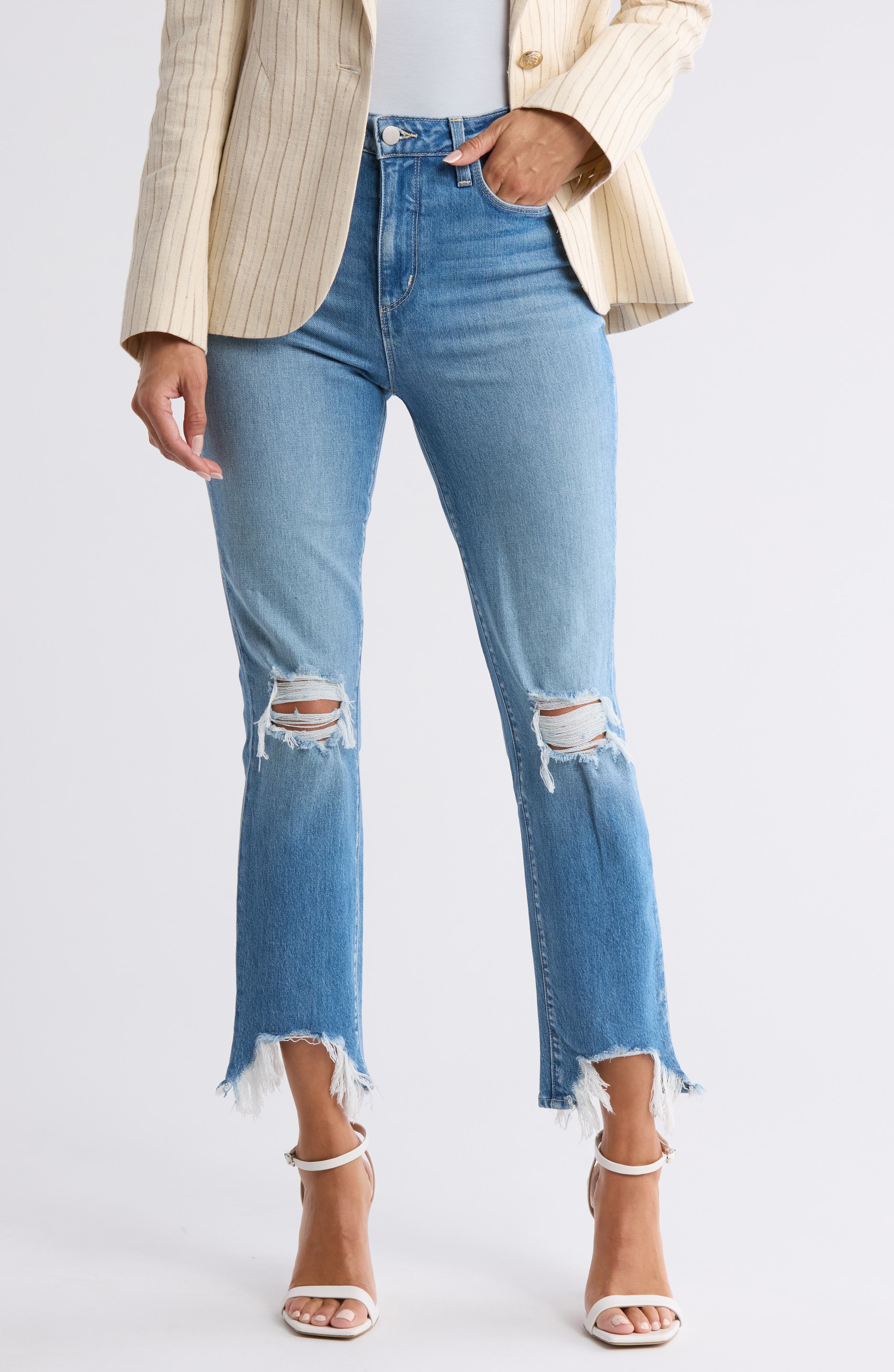 L'AGENCE High Line High Waist Destroyed Hem Skinny Jeans