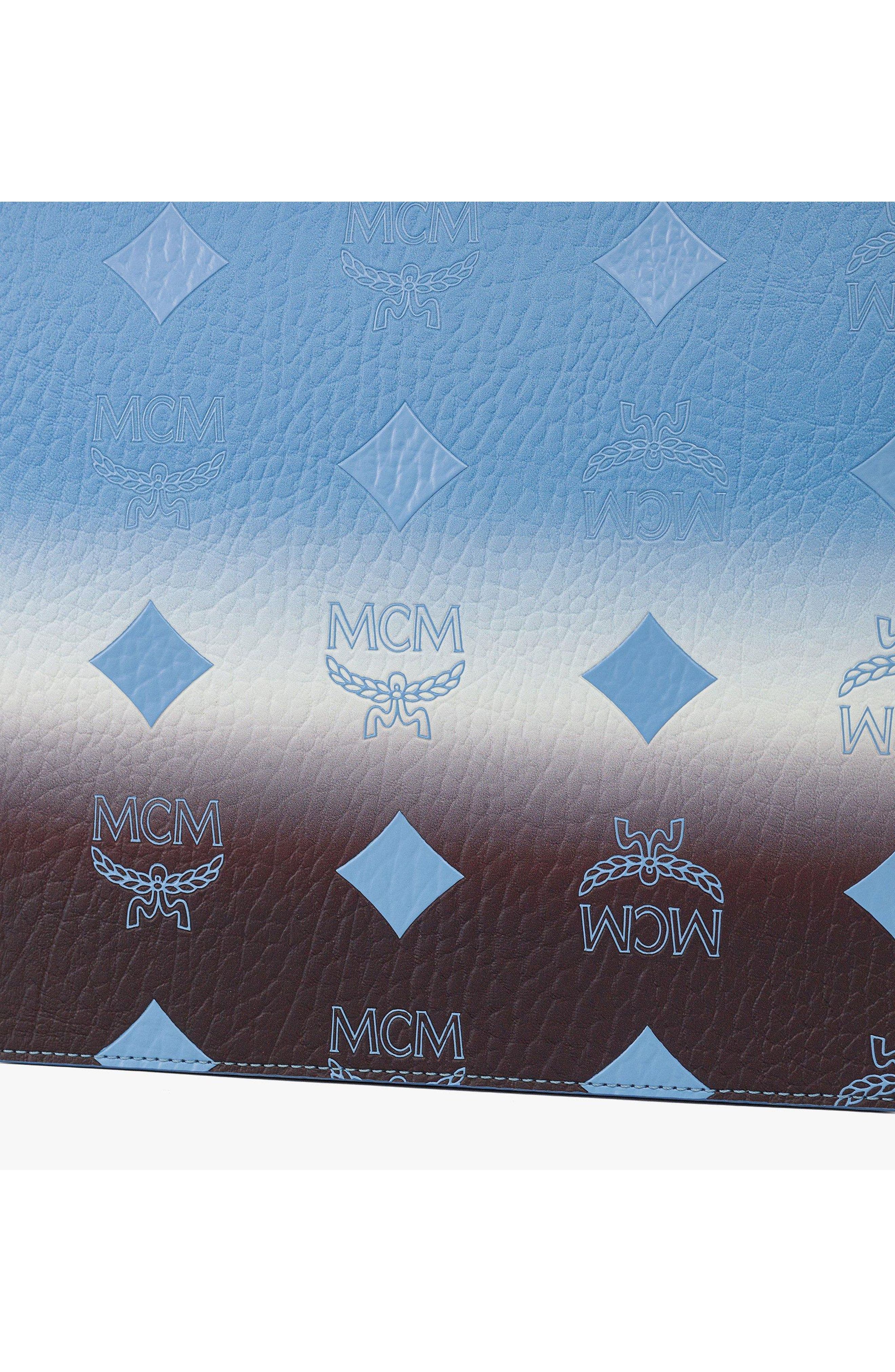 MCM Small Aren Wristlet Pouch in Gradation Visetos, Alternate, color, Della Robbia Blue