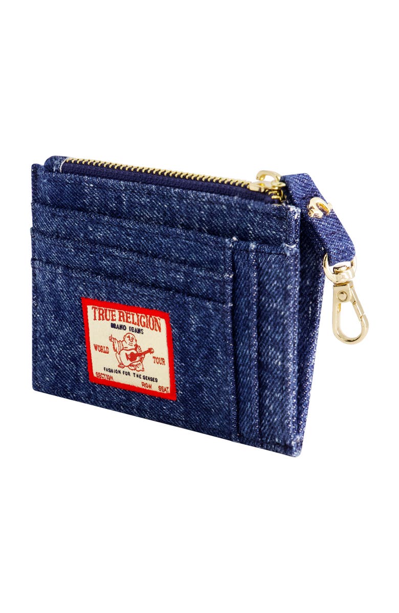 True Religion Denim Zip Card Case, Alternate, color, Medium Blue