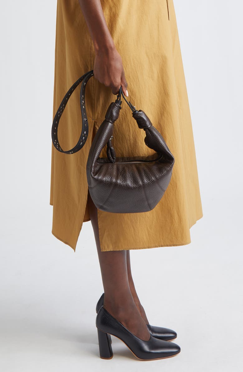 Lemaire Medium Croissant Leather Bag, Alternate, color, Dark Chocolate