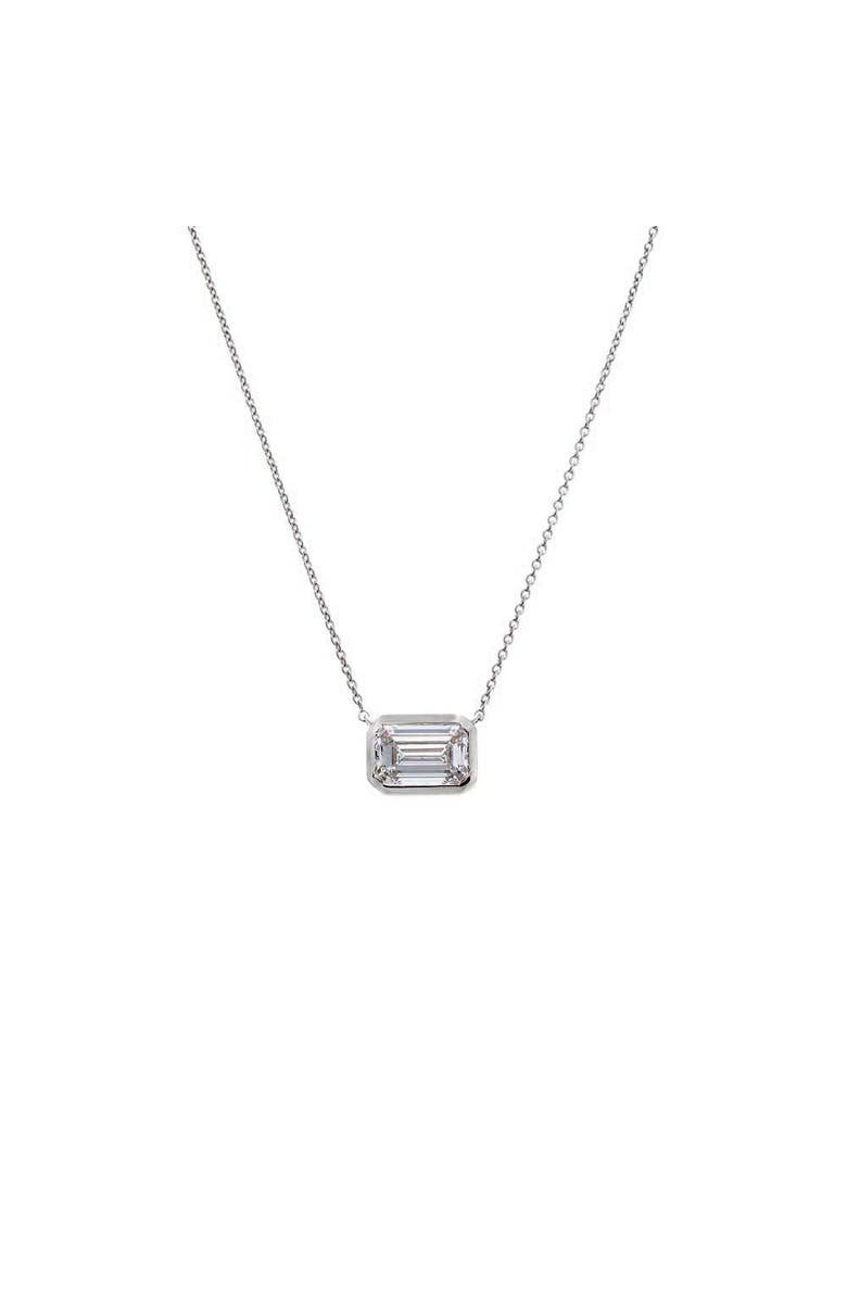 BY ADINA EDEN Lab Grown Diamond Emerald Bezel Necklace 14K, Main, color, 14K White Gold - 2 Carat