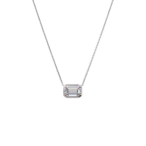 Lab Grown Diamond Emerald Bezel Necklace 14K