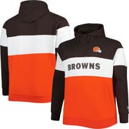 New Era Men's New Era Orange/Brown Cleveland Browns Big & Tall Current Colorblock Raglan Fleece Pullover Hoodie