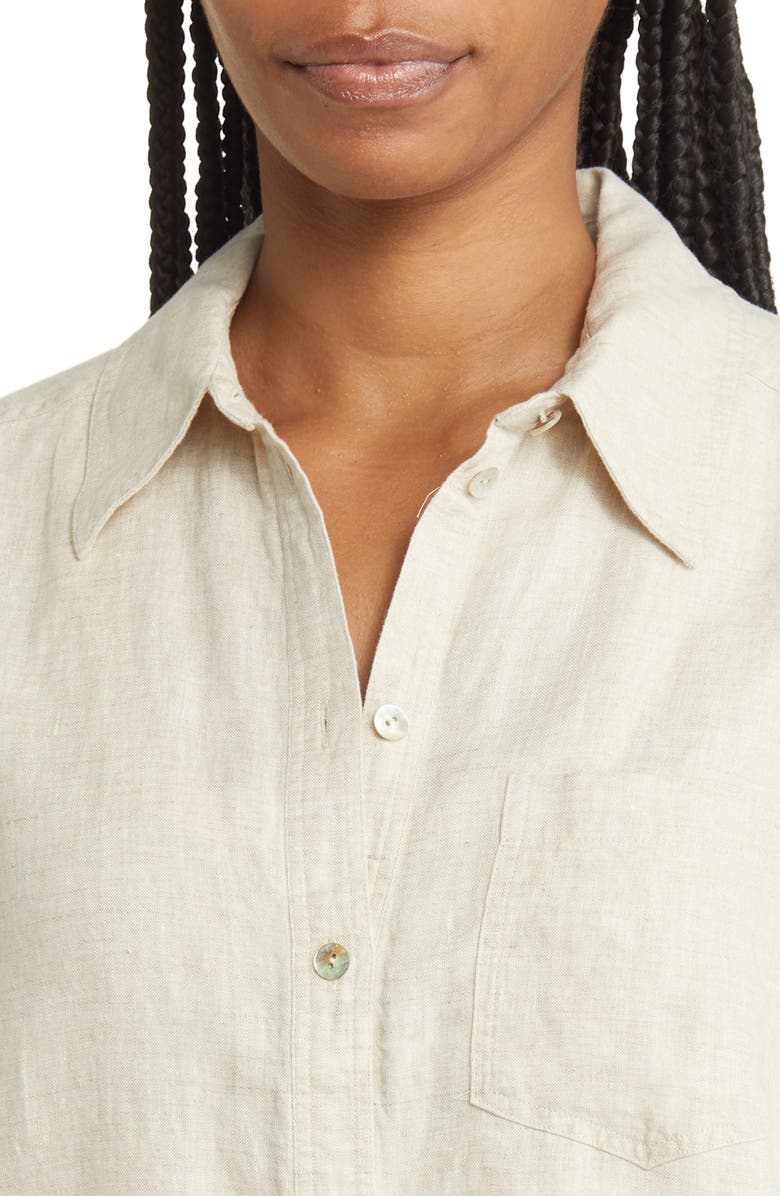 & Other Stories Oversize Linen Button-Up Shirt, Alternate, color, Beige