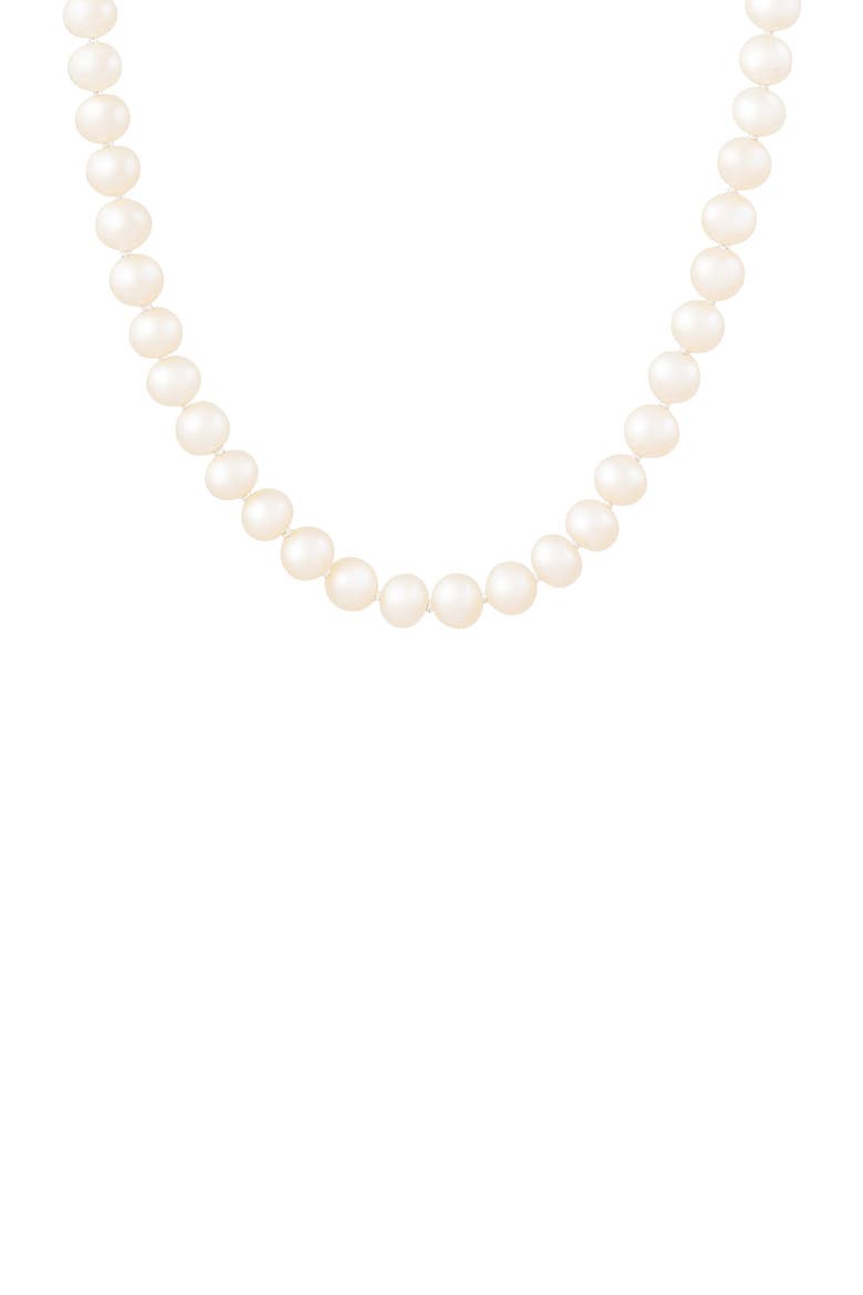 Rhodium Plated Sterling Silver 7-8mm White Freshwater Pearl Necklace, Main, color, WHITE