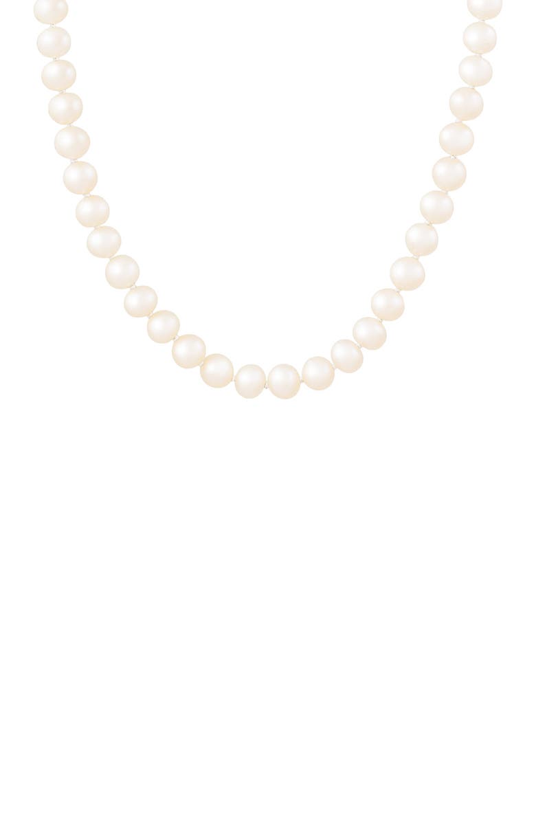 SPLENDID PEARLS Rhodium Plated Sterling Silver 7-8mm White Freshwater Pearl Necklace, Main, color,
