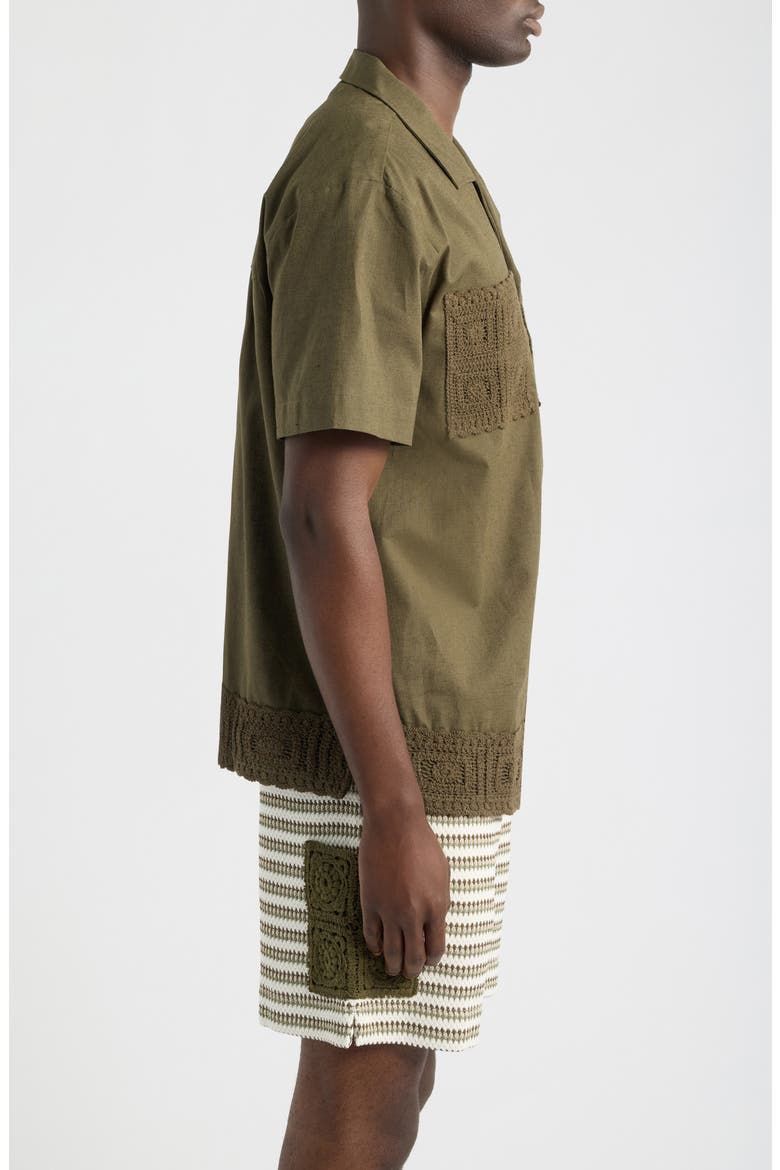 Inigo Cotton & Linen Camp Shirt, Alternate, color, KHAKI