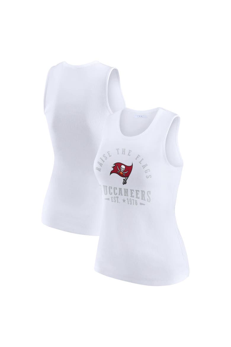 Women's WEAR by Erin Andrews  White Tampa Bay Buccaneers Ribbed Graphic Tank Top, Main, color, White