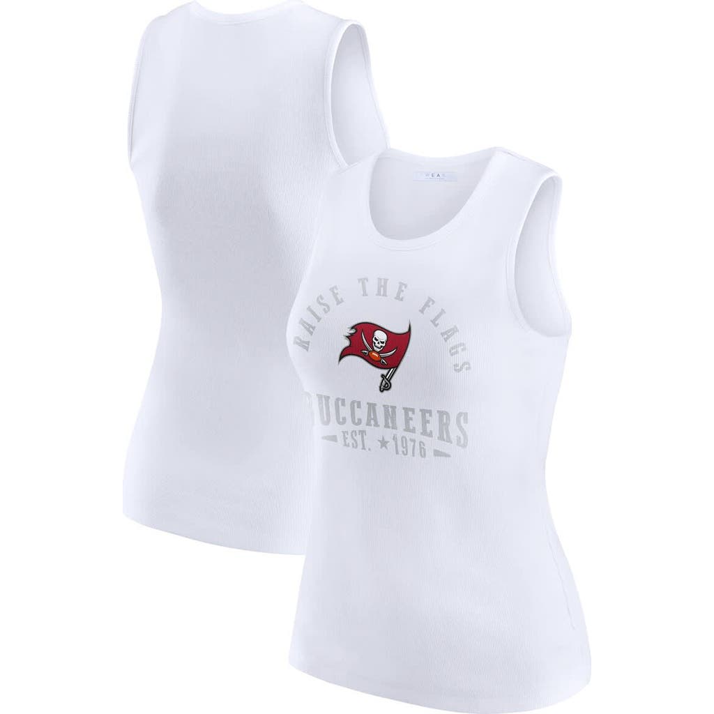 Wear By Erin Andrews Women's White Tampa Bay Buccaneers Ribbed Graphic Tank Top In White
