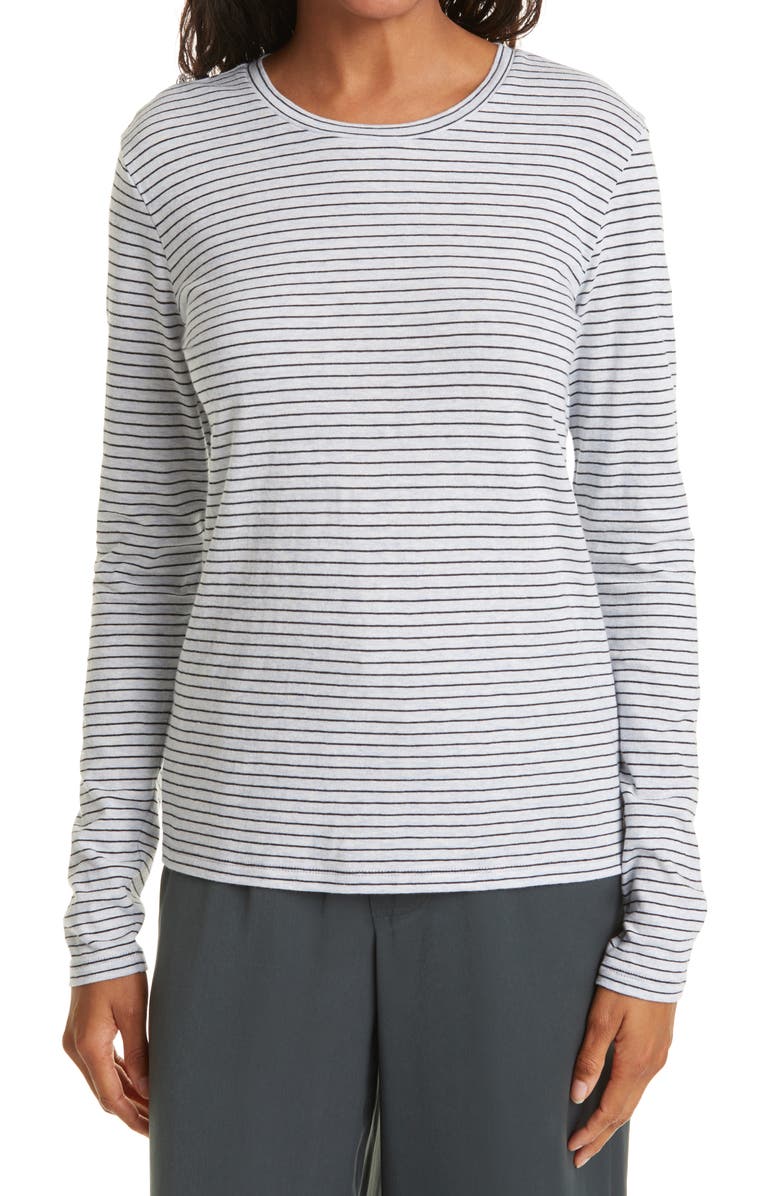 Vince Essentials Pencil Stripe Crewneck T-Shirt, Main, color,