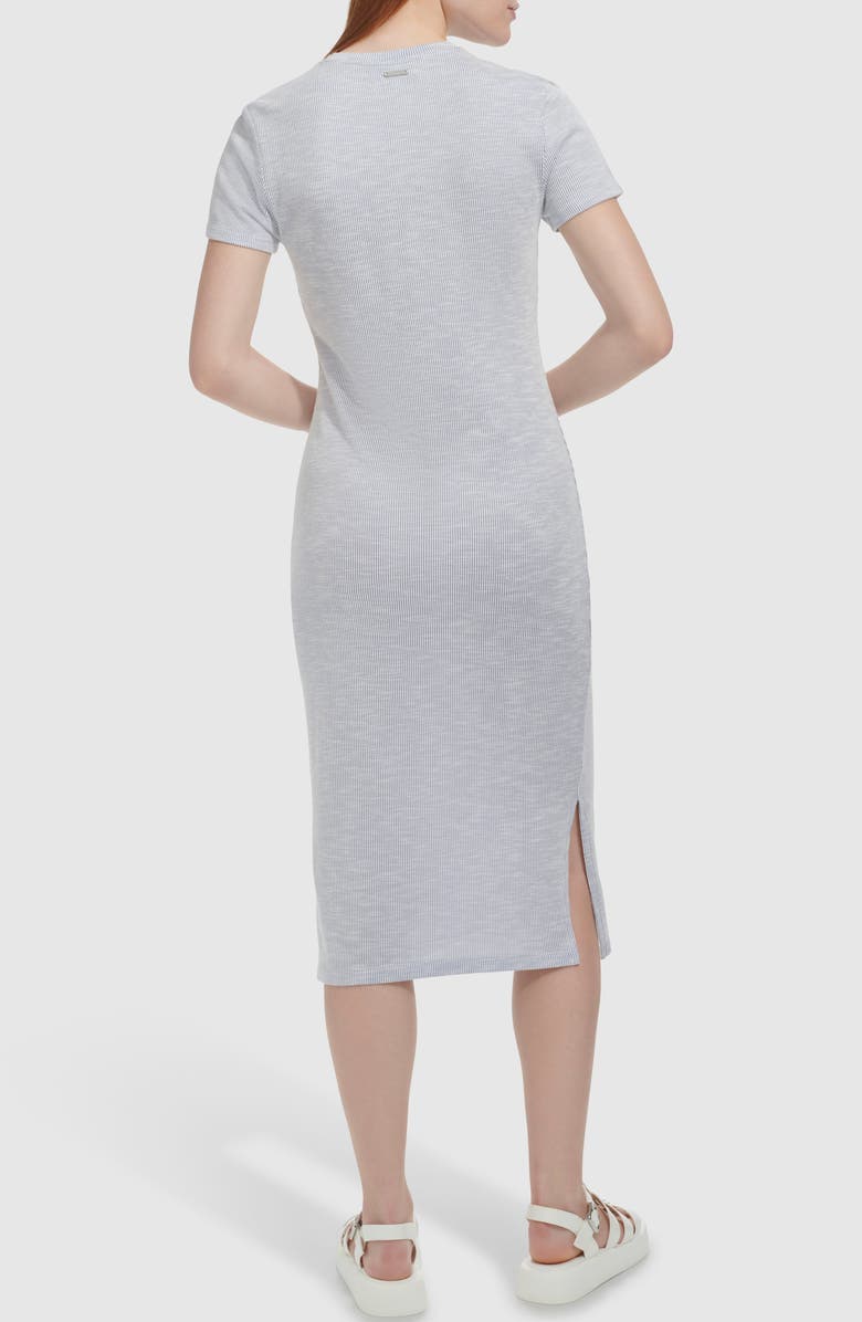 Andrew Marc Sport Pinstripe Short Sleeve Ribbed Midi Dress, Alternate, color,