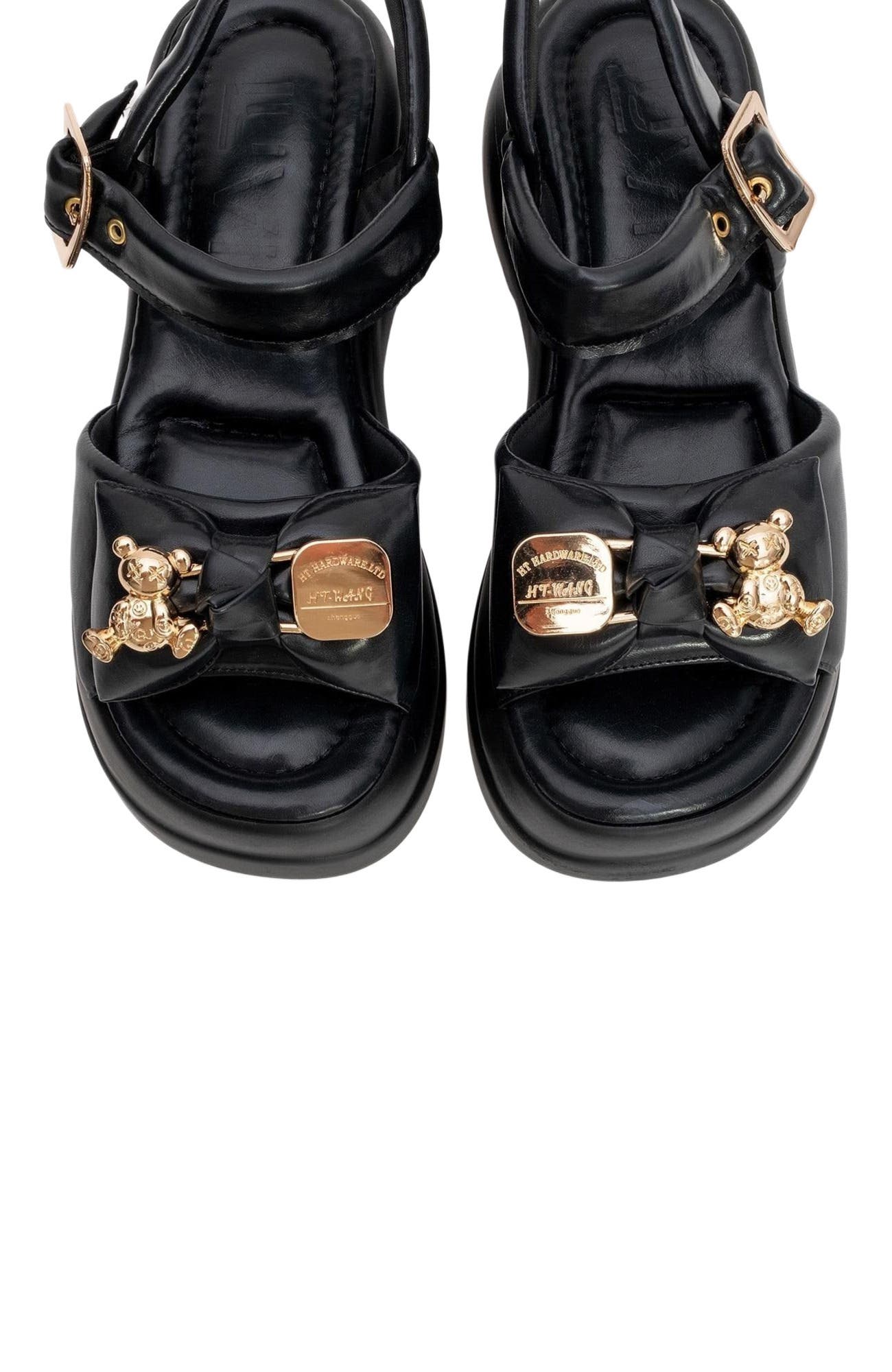 Prologue Shoes Merida Buckle Platform Sandal, Alternate, color, Black Faux Leather