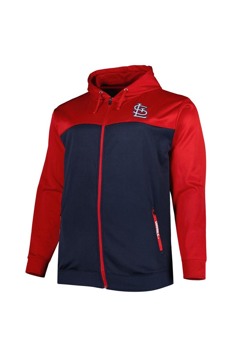 PROFILE Men's Red/Navy St. Louis Cardinals Big & Tall Yoke Full-Zip Hoodie, Alternate, color, Red