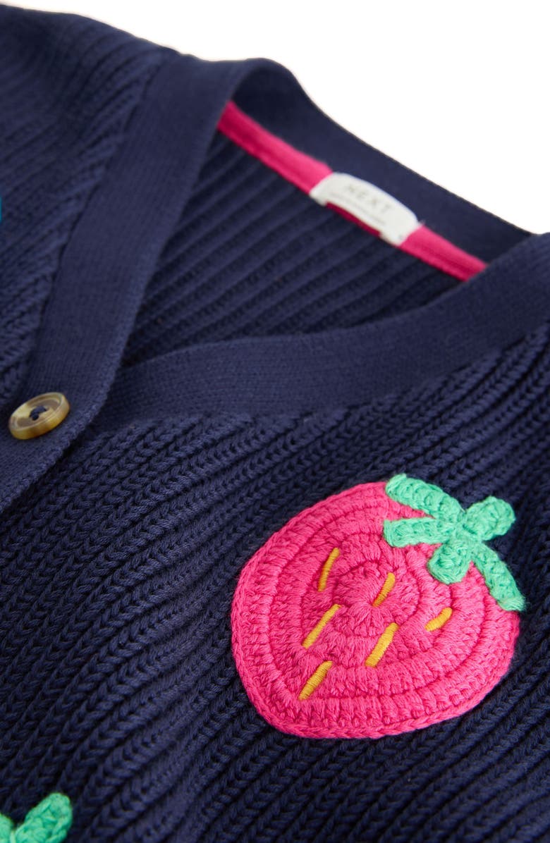 NEXT Kids' Embroidered Fruit Cardigan, Alternate, color, Blue