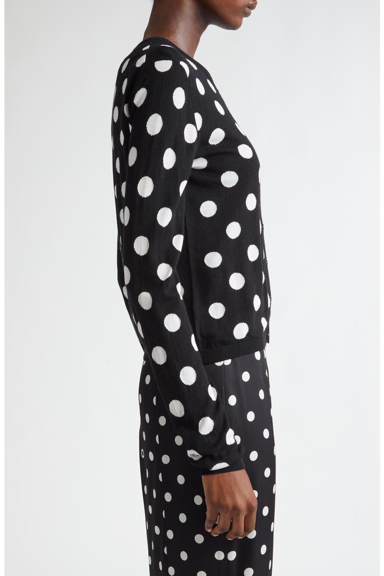 Polka Dot Virgin Wool & Silk Cardigan, Alternate, color, N0004 NERO/BIANCO