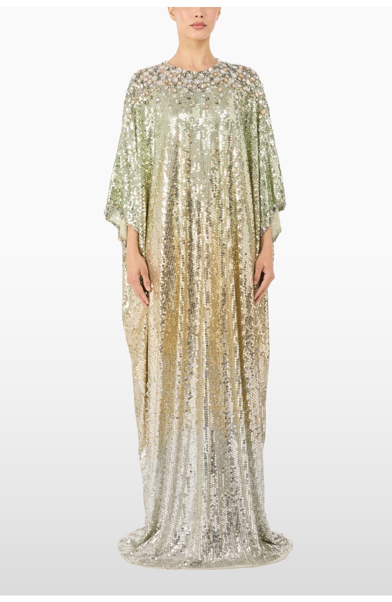 Jenny Packham Fontaine Sequin-Embellished Maxi Dress, Alternate, color, Marmo Green