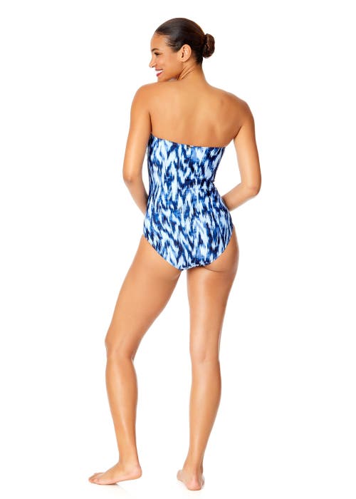 Shop Anne Cole Twist Front Shirred One Piece Swimsuit In Tie Dye Ikat