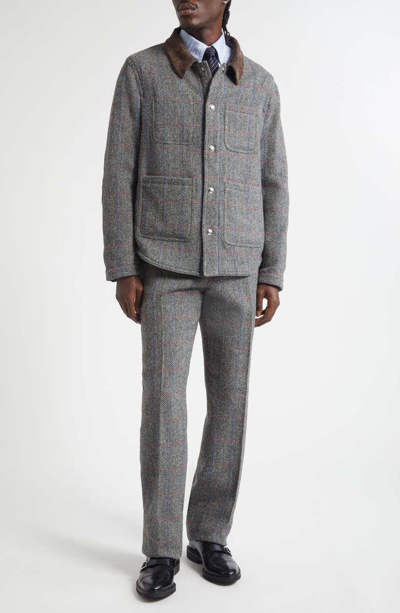 Thom Browne Classic Fit Hunting Herringbone Tweed Backstrap Trousers, Alternate, color, Dark Grey