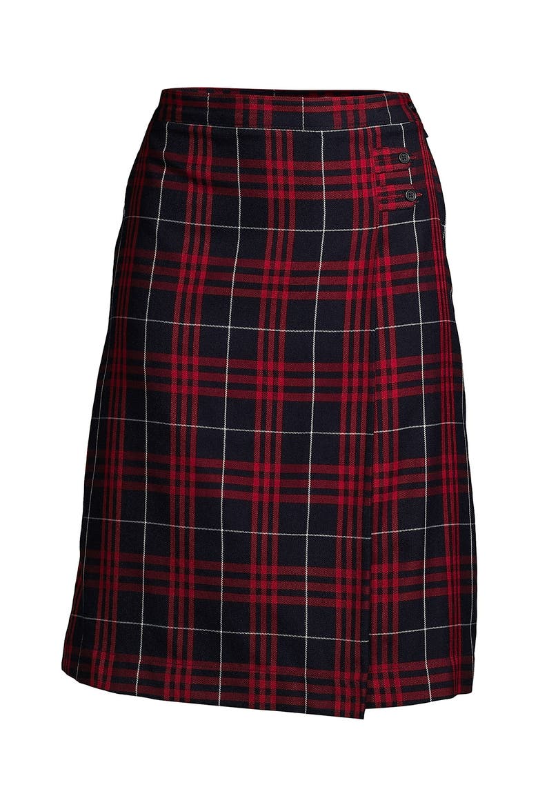 School Uniform Young  Plaid A-line Skirt Below the Knee, Alternate, color, Classic Navy Large Plaid