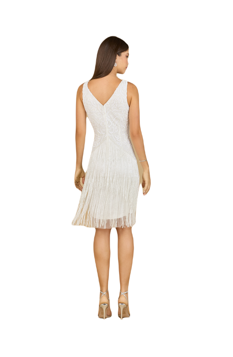 LARA New York Beaded Fringe Cocktail Dress, Alternate, color, Ivory