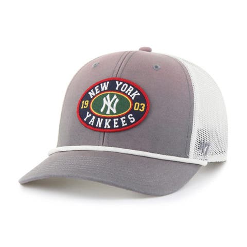 Men's '47 Gray/White New York Yankees Tide Sweep Rope Trucker Adjustable Hat