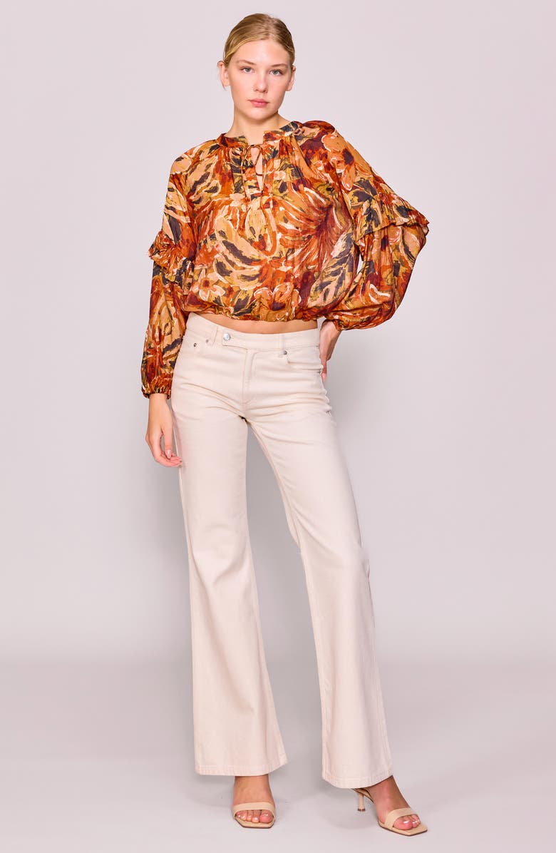 MELLODAY Print Woven Top, Alternate, color, Rust Multi
