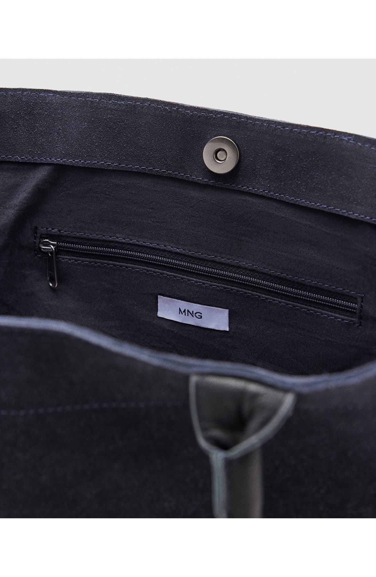 Suede Leather Tote, Alternate, color, NAVY