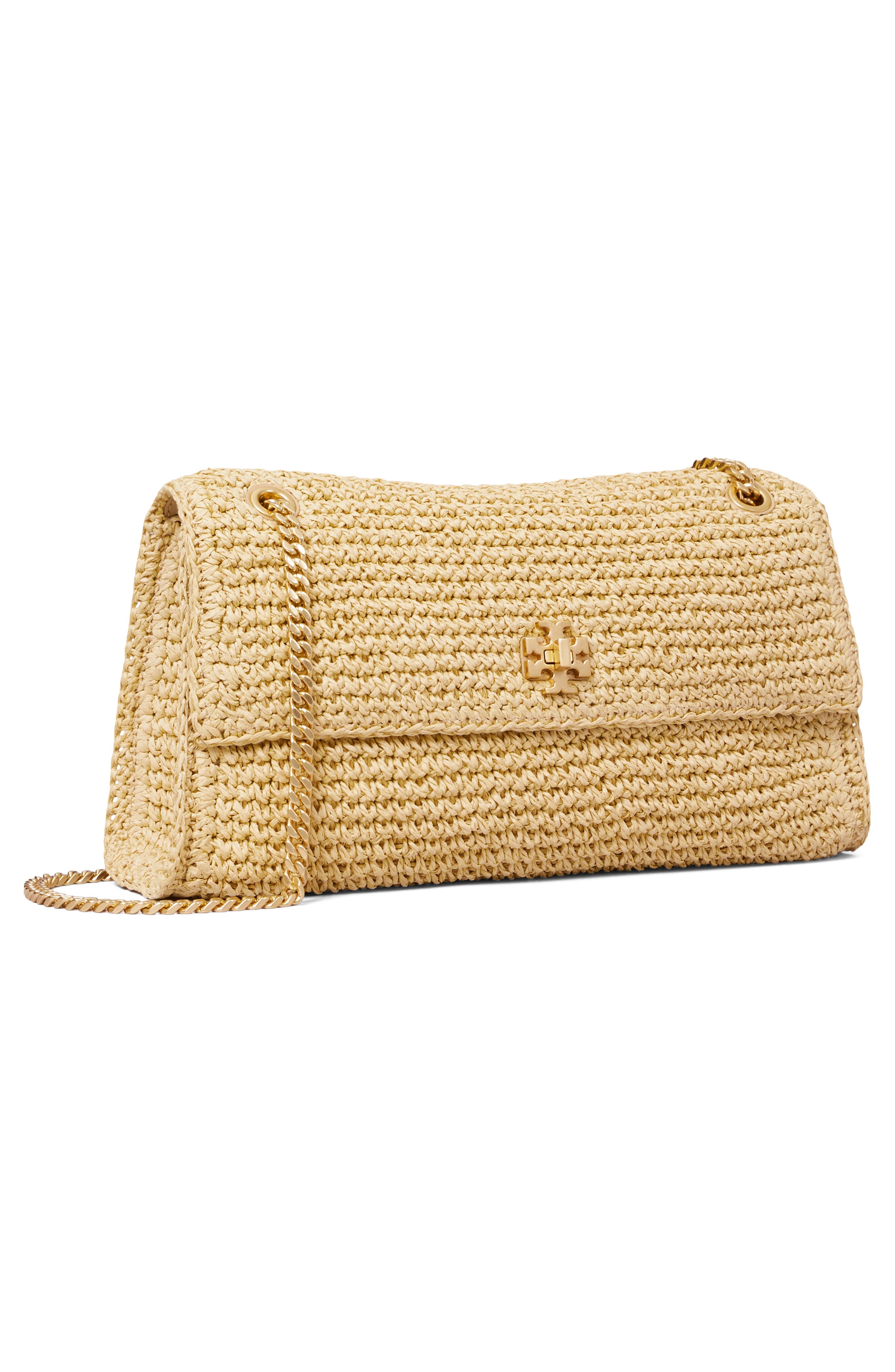 Tory Burch Kira Straw Shoulder Bag, Alternate, color, Natural
