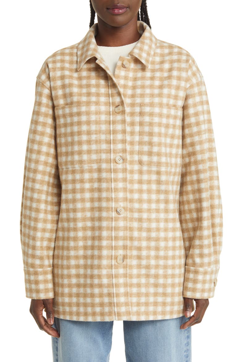 Gingham Oversize Shirt Jacket, Alternate, color, TAN MULTI