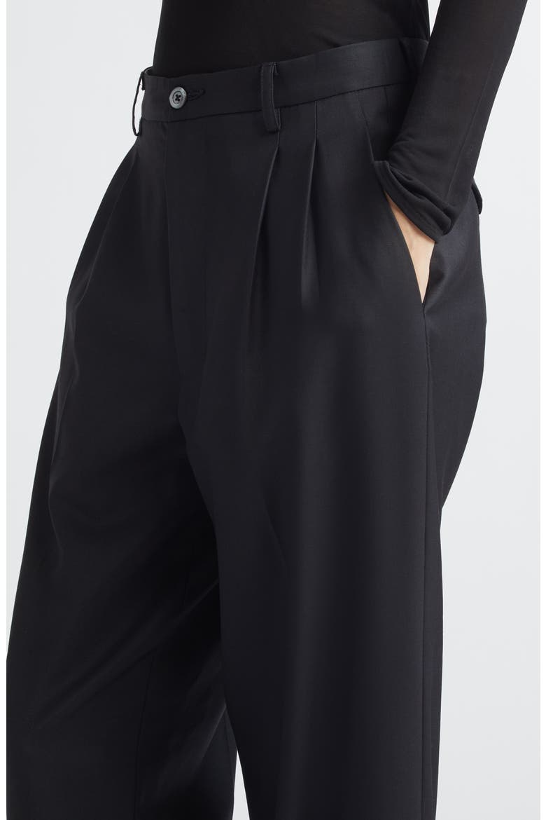 Double Pleat Wool Pants, Alternate, color, BLACK