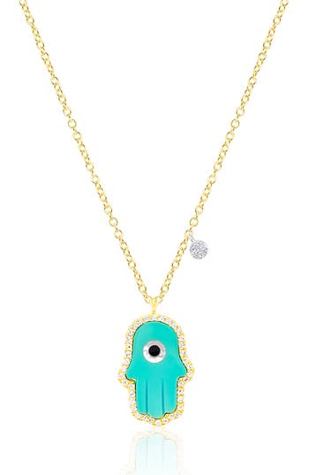 Meira T Hamsa Hand Pendant Necklace In Gold