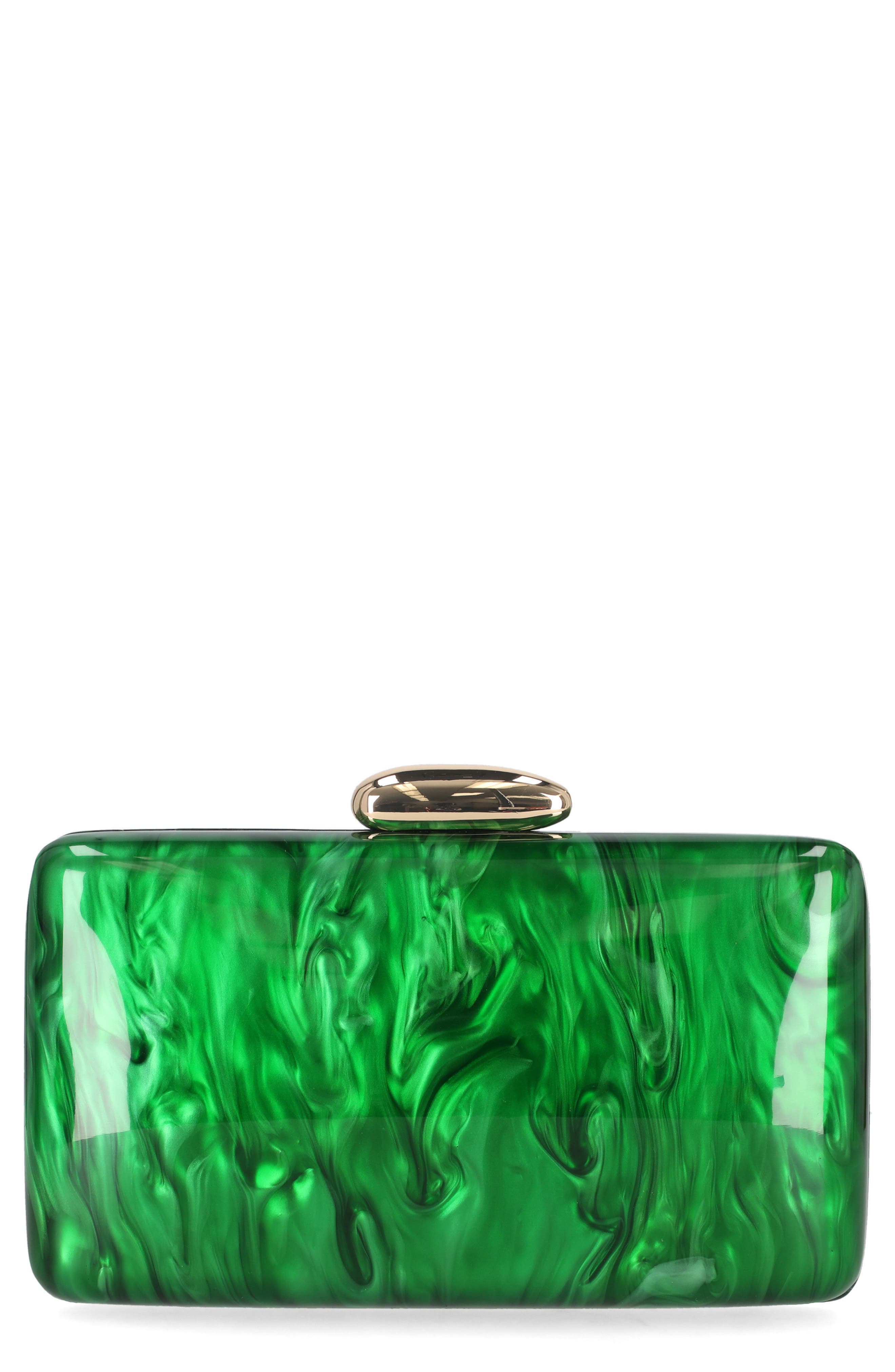 Jessica McClintock June Minaudière Clutch, Main, color, Green