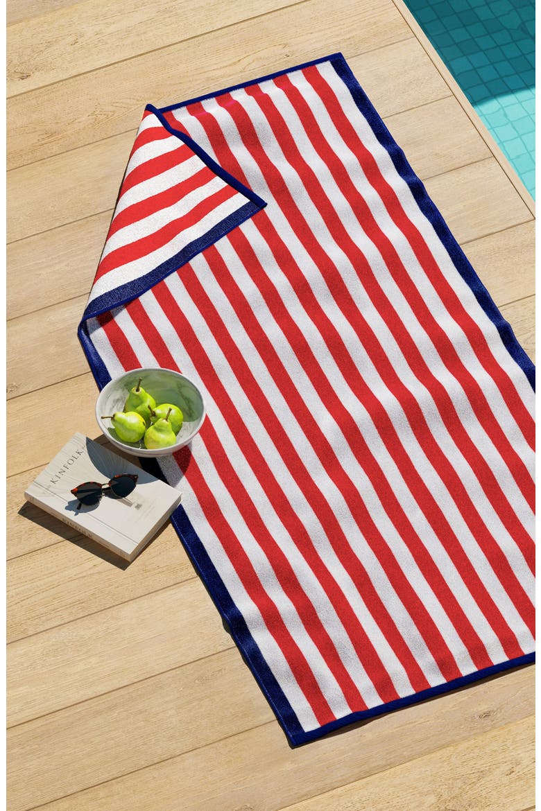 Stripe Oversize Beach Towel, Alternate, color, RED / NAVY