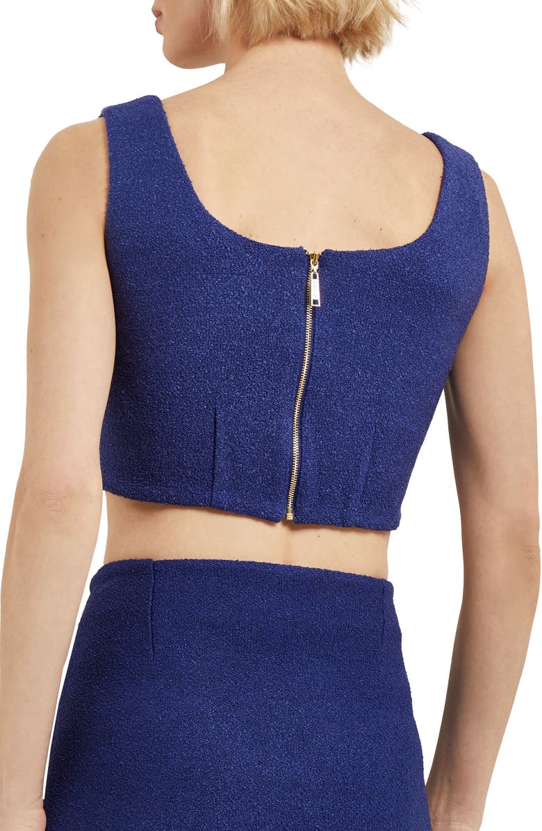 Misook Sleeveless Bouclé Crop Top, Alternate, color, Starry Night Blue