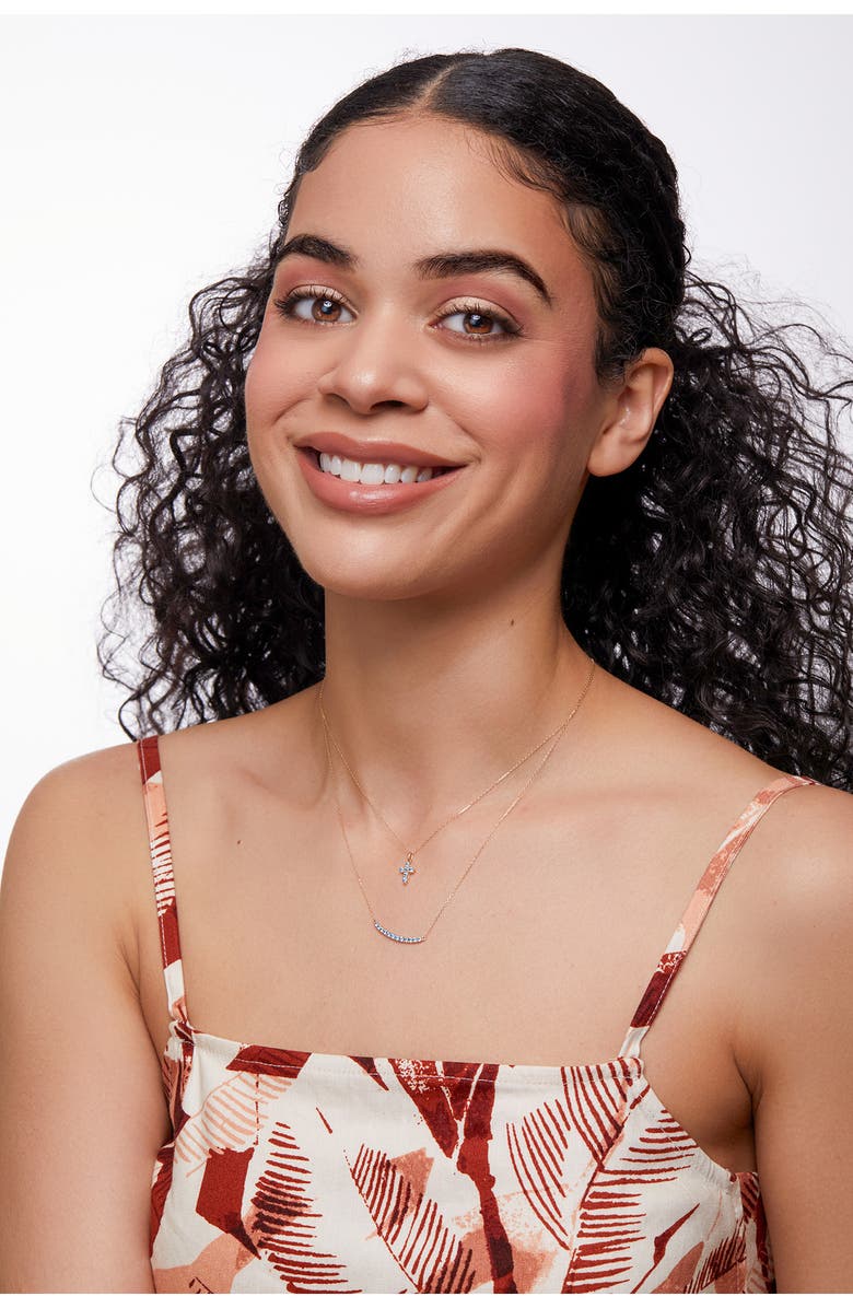 Bony Levy 14K Gold Citrine Curved Bar Pendant Necklace, Alternate, color, 14K Yellow Gold Blue Topaz