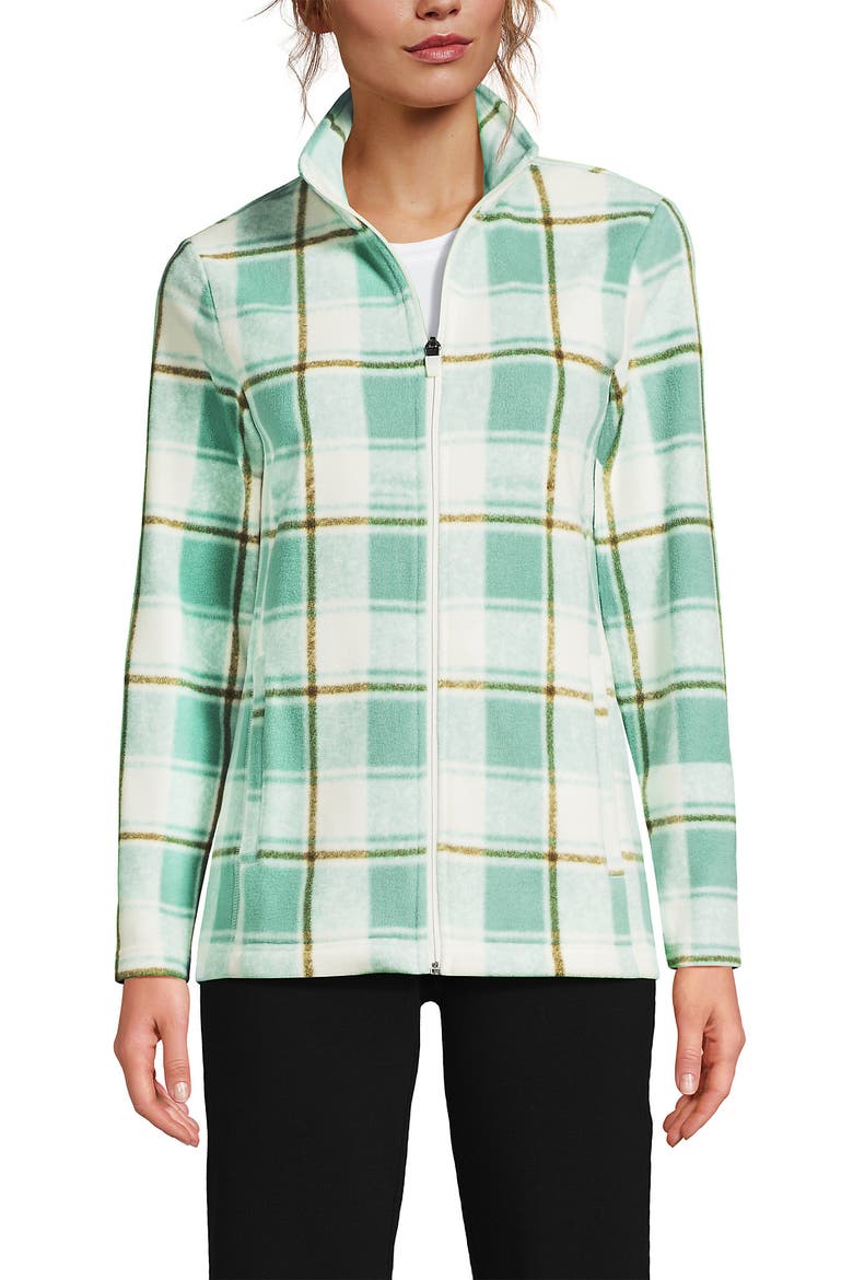 Anyweather Fleece Full Zip Jacket, Alternate, color, Mint Sky Buff Check