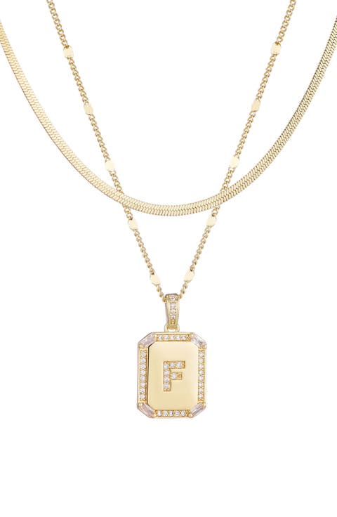Initial Tag Pendant Necklace