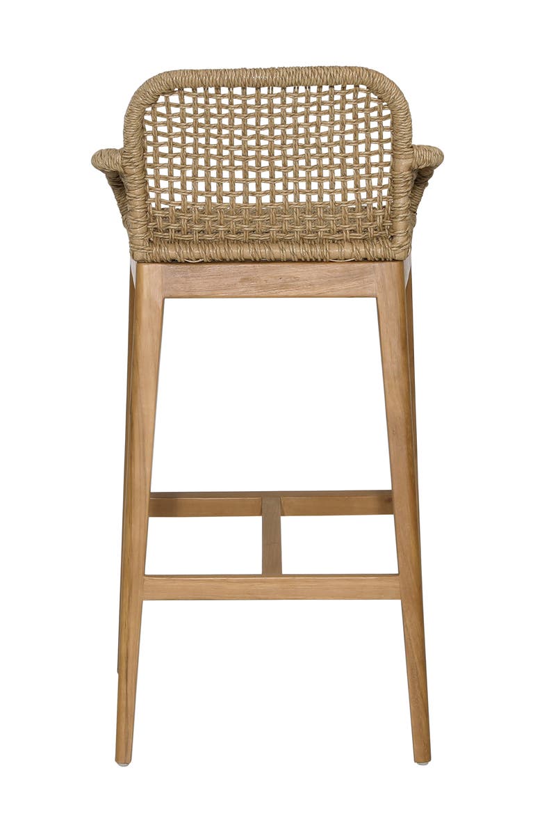 Dovetail Furniture Fiona Teak Wood & Woven Outdoor Bar Stool, Alternate, color, Natural
