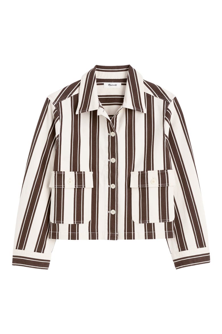 Stripe Crop Jacket, Alternate, color, DARK BROWN STRIPE