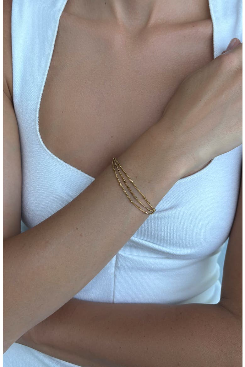 18k Gold Plated Multi Strand Bracelet, Alternate, color, GOLD