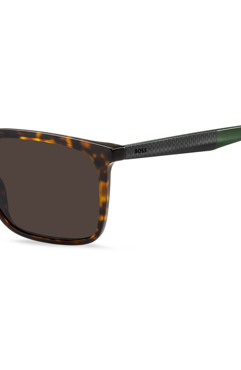 BOSS 57mm Rectangular Sunglasses, Alternate, color, Havana Green