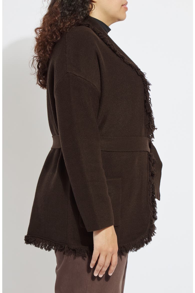 Dixie Fringe Belted Cardigan, Alternate, color, DOUBLE ESPRESSO