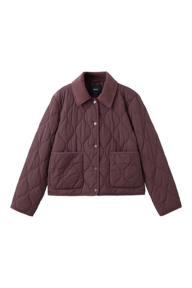 Corduroy Trim Padded Jacket, Main, color, LIGHT/PASTEL PURPLE