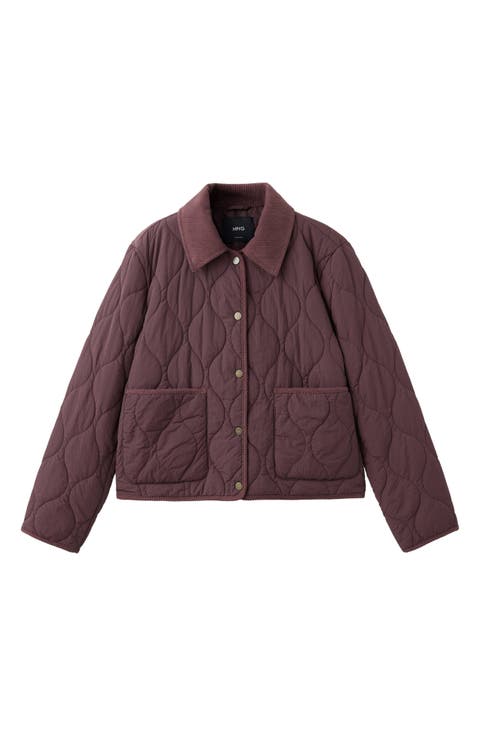 Corduroy Trim Padded Jacket