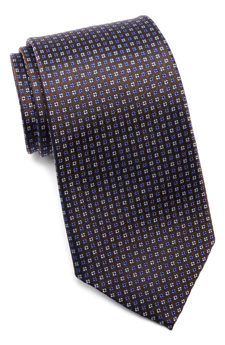 Duchamp Medallion Jacquard Silk Tie, Main, color, Brown
