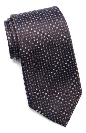 Duchamp Medallion Jacquard Silk Tie In Brown