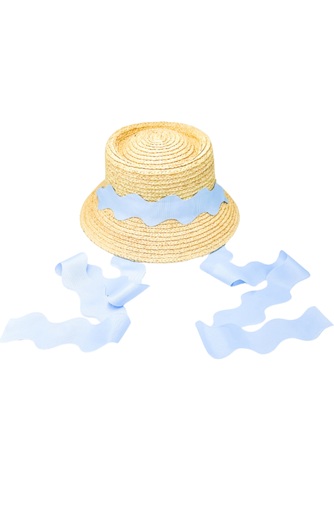 Straw Scalloped Ribbon Harbor Hat (Toddler, Little Kid & Big Kid)