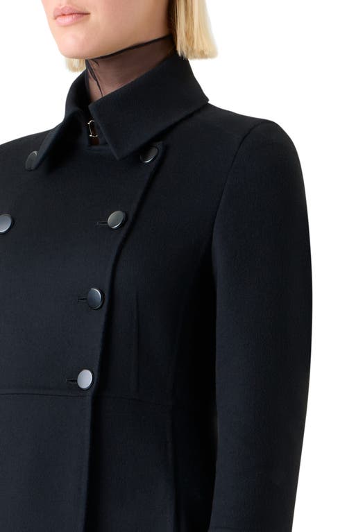 Akris Eva Double-breasted Wool Double Face Long Coat In Blue