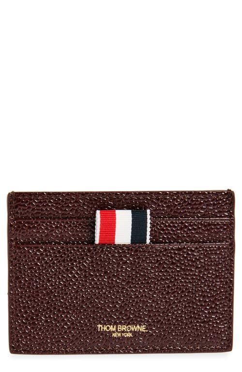 Thom Browne Grained Leather Card Case In Burgundy